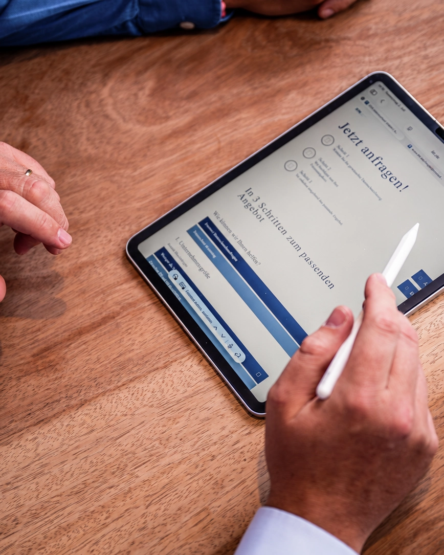 Consultation with documents on a tablet